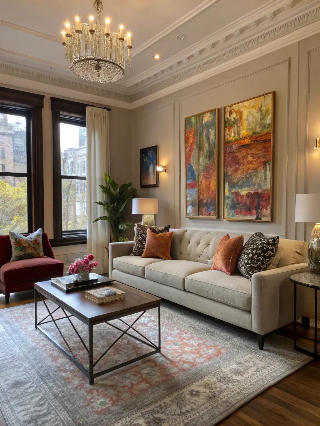 A tidy living room in a residential home, exemplifying the effectiveness of Aloha Shaka's general cleaning service.